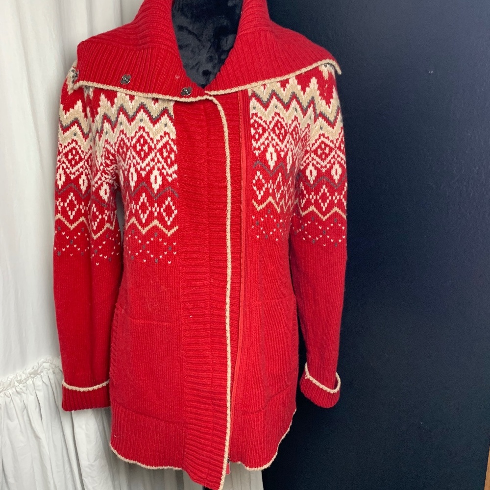 Hygge Fair isle style vintage style red sweater M - Eddie Bauer Christmas vibes